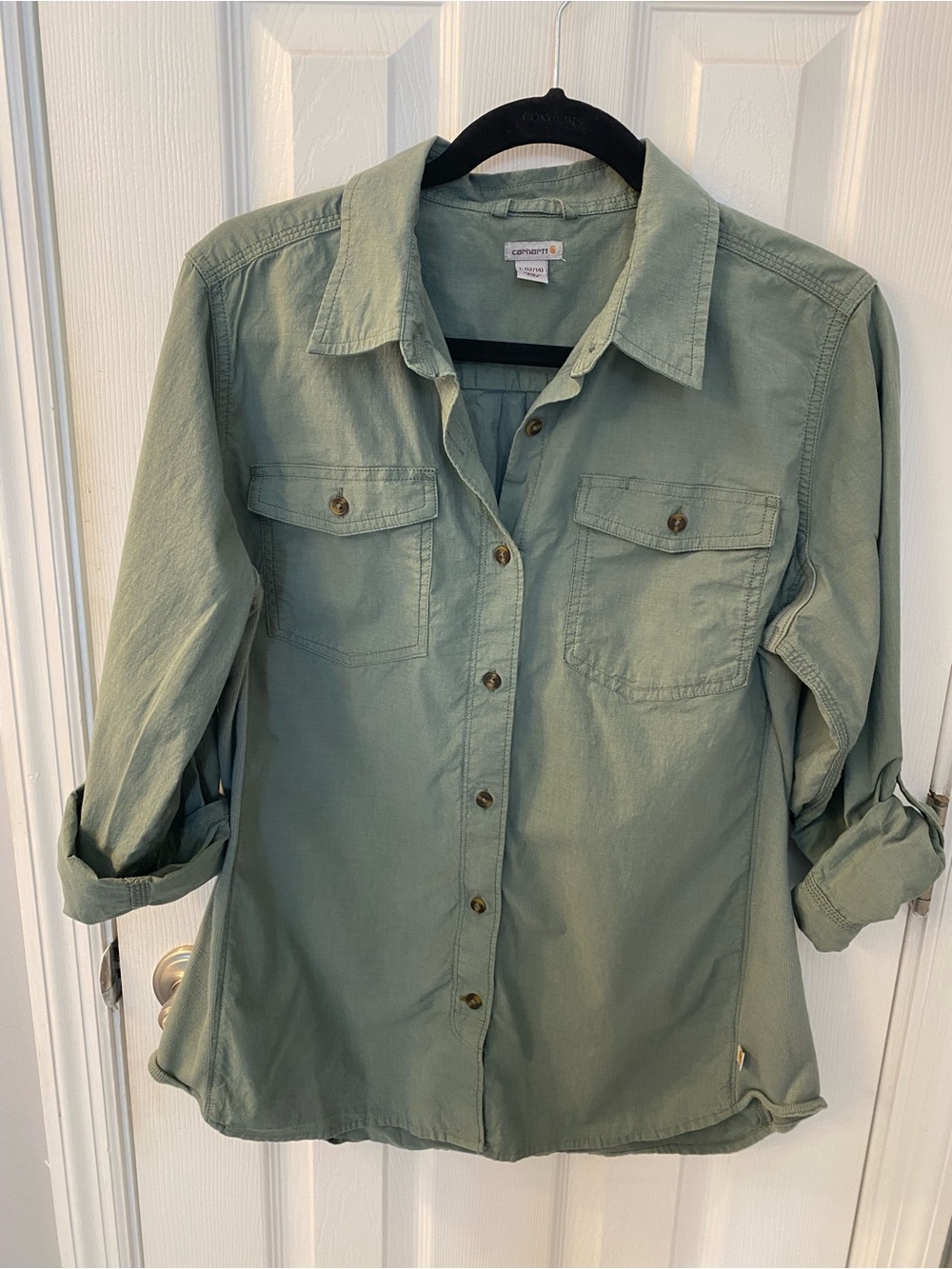 Carhartt Women's Light Sage Green Button-Down Utility Shirt